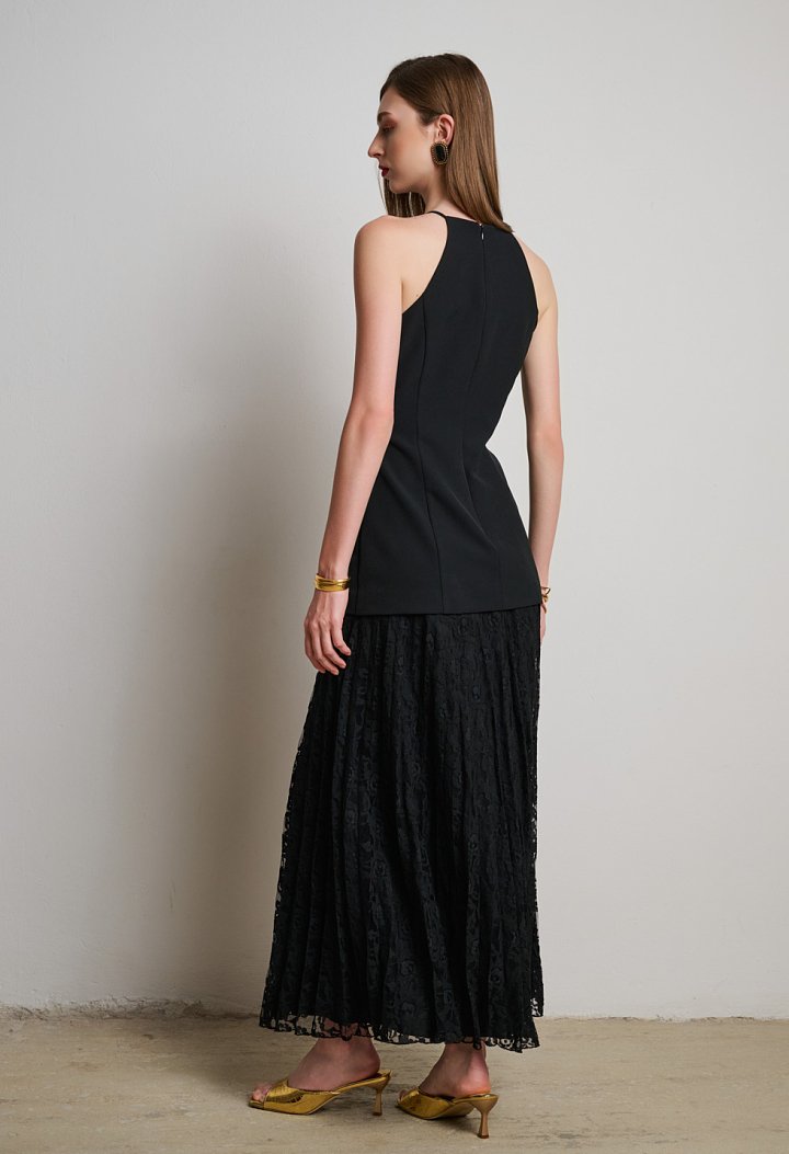Maxi dress with a lace skirt