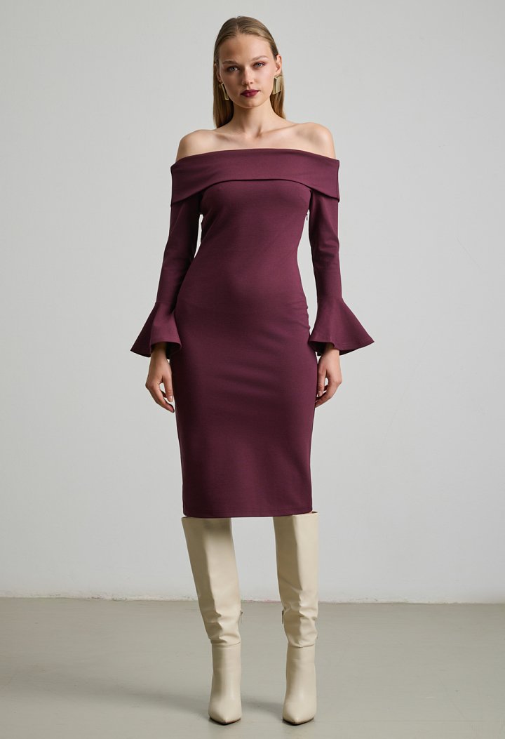Off-shoulder midi dress