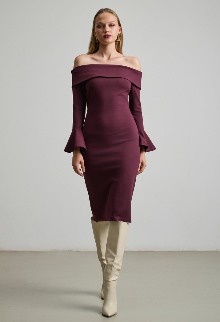 Off-shoulder midi dress