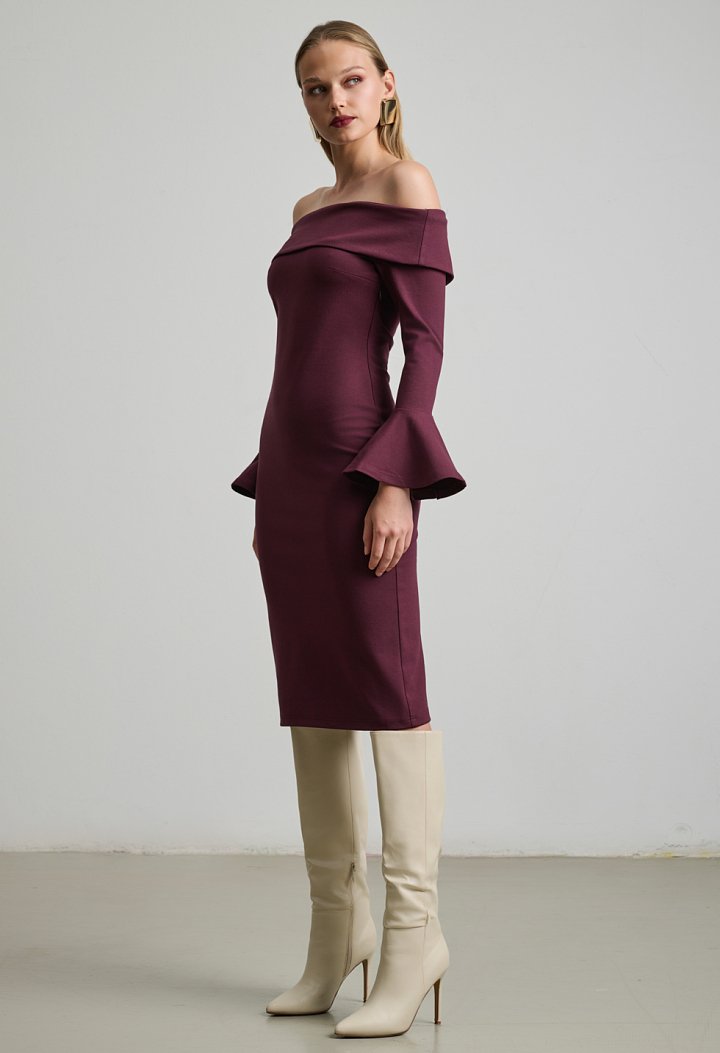 Off-shoulder midi dress