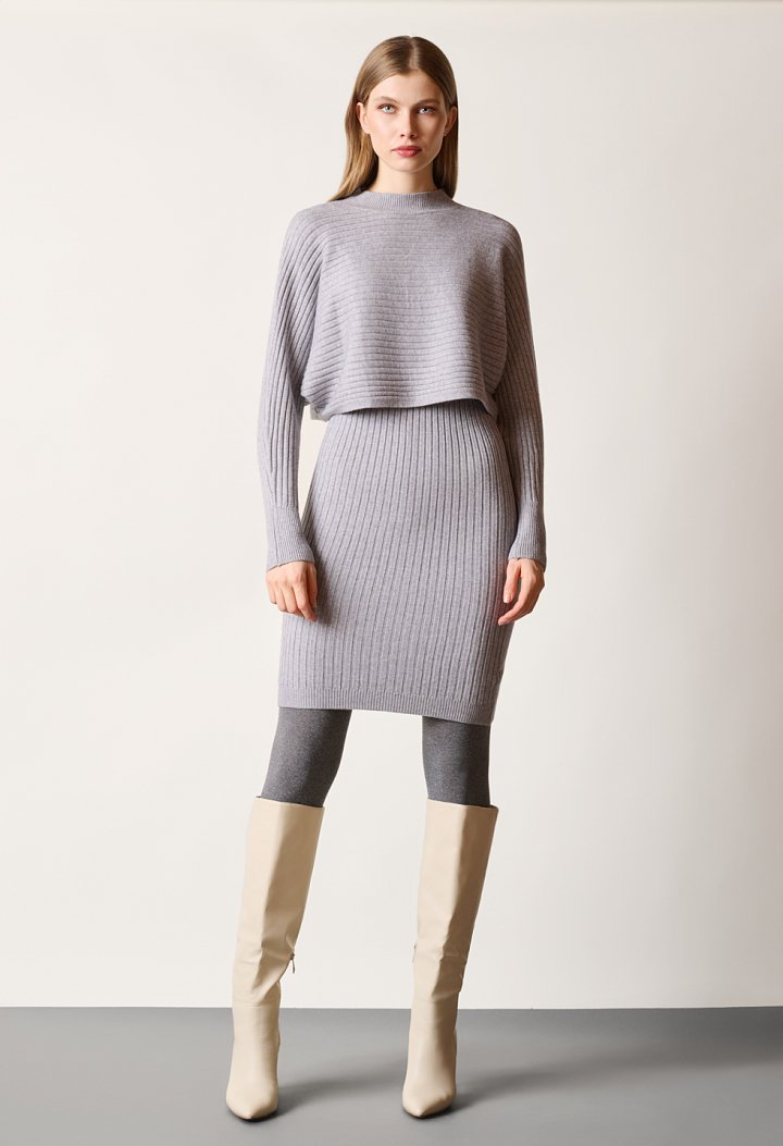 Knitted dress with detachable top