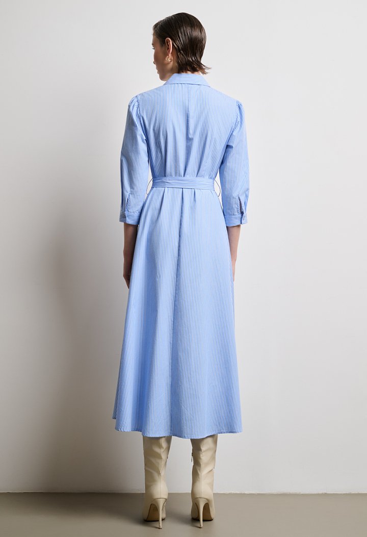 Striped shirt dress with belt