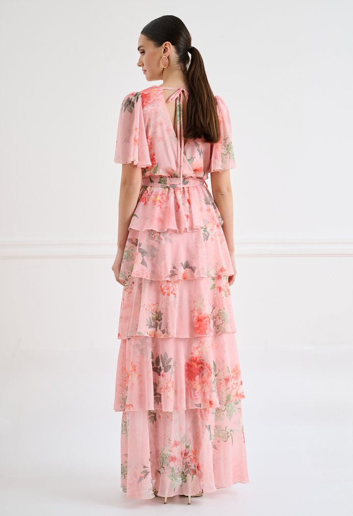 Printed maxi dress with ruffle