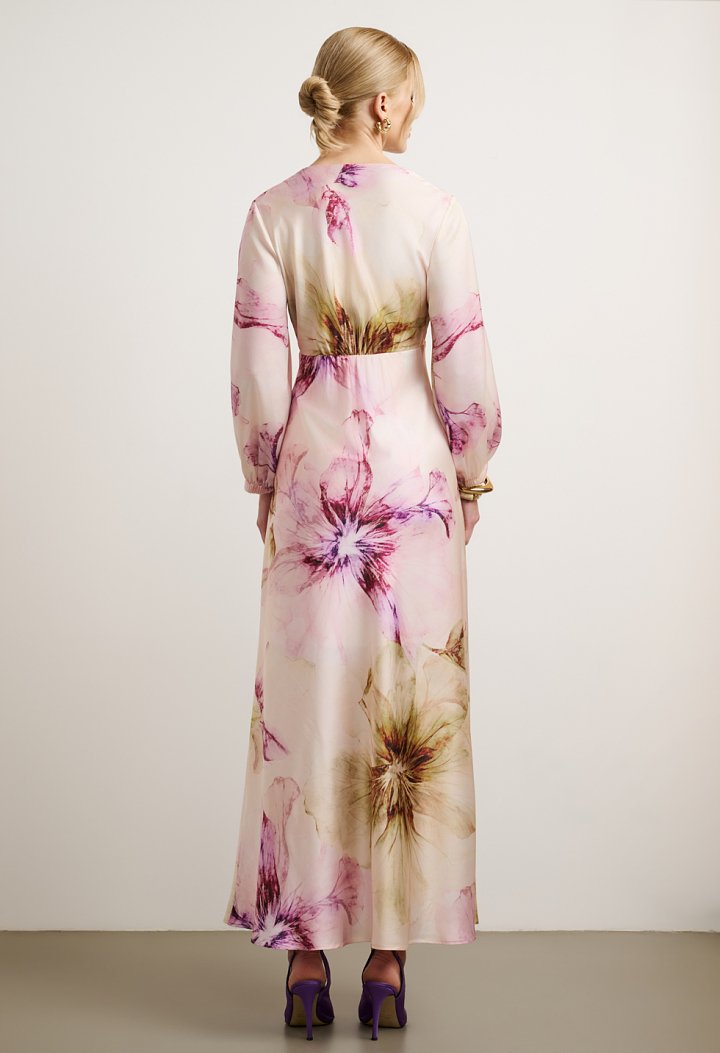 Maxi Floral Dress with V-Neck