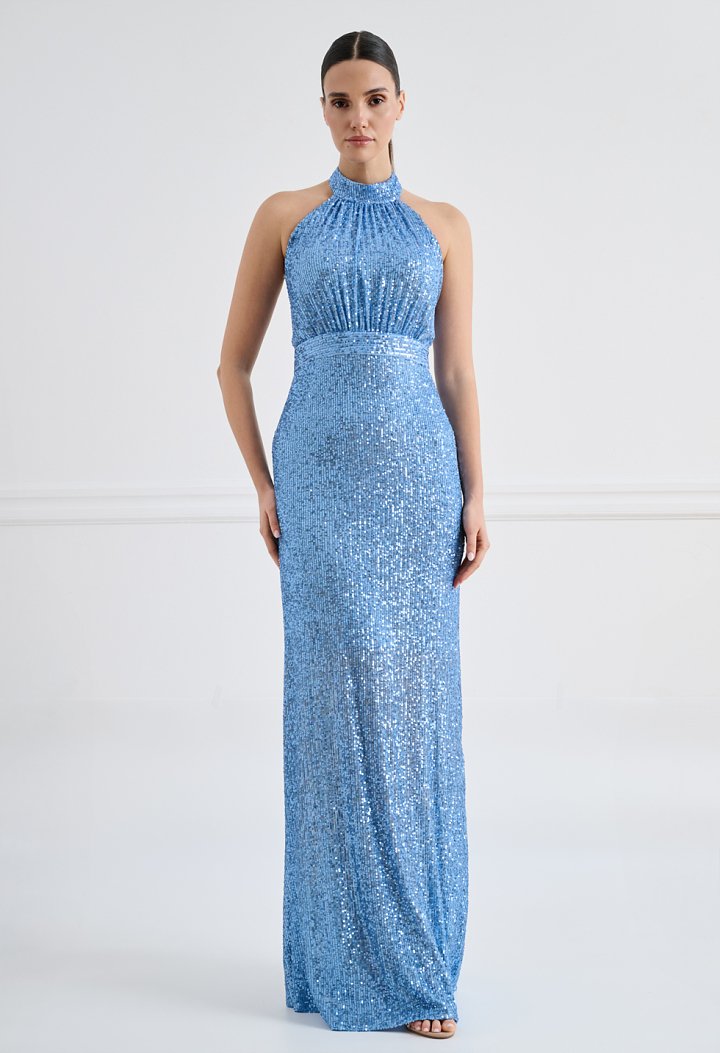 Long evening gown with sequins
