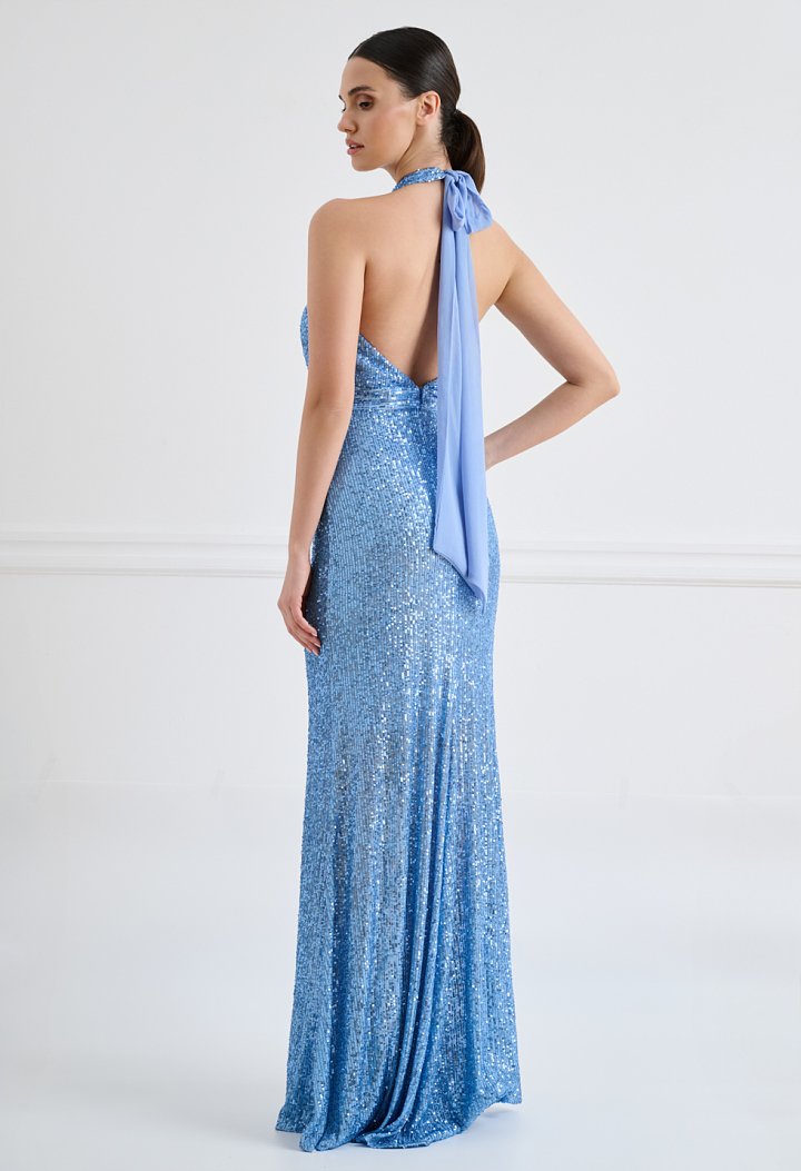 Long evening gown with sequins