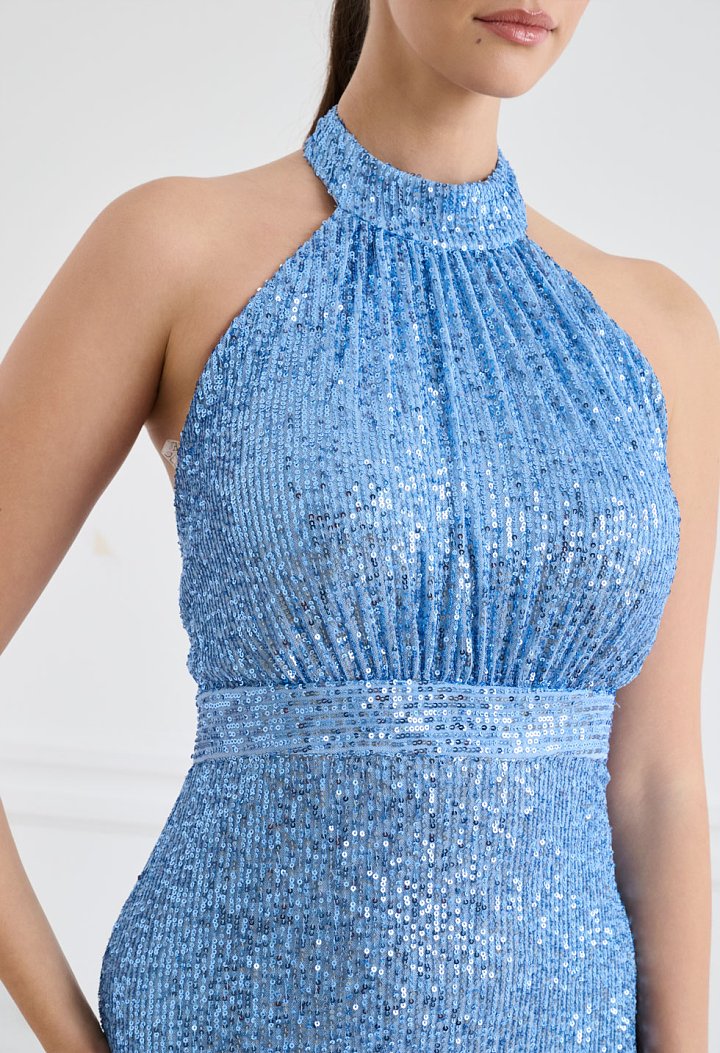 Long evening gown with sequins