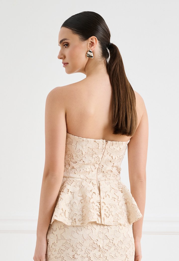 Midi lace dress with peplum