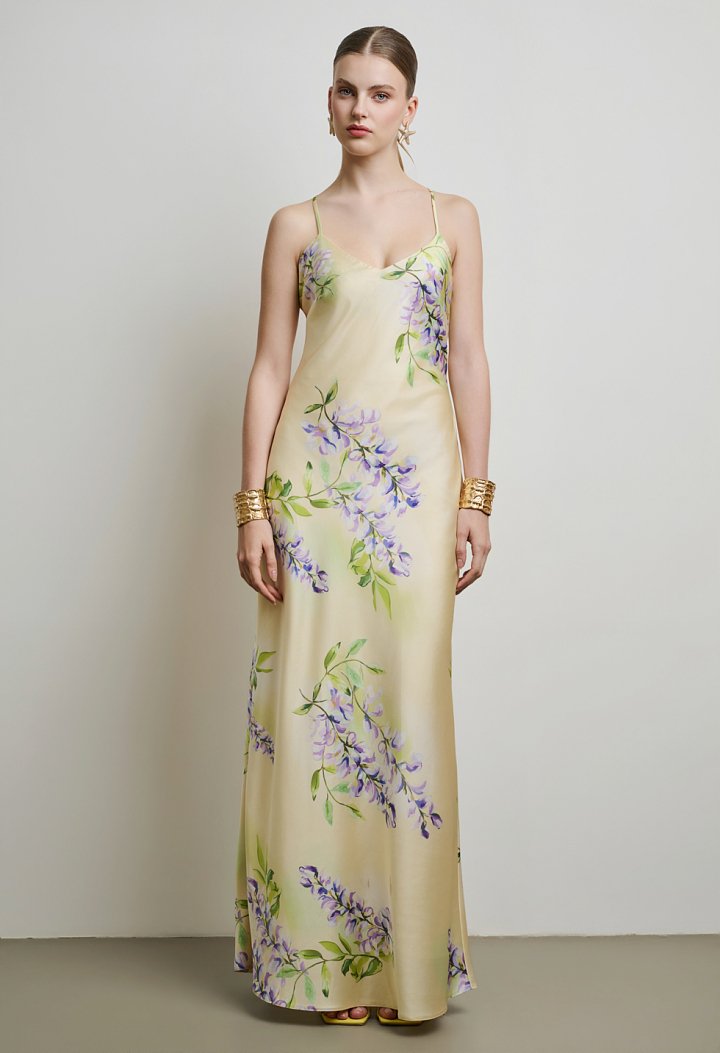Floral maxi dress with an open back