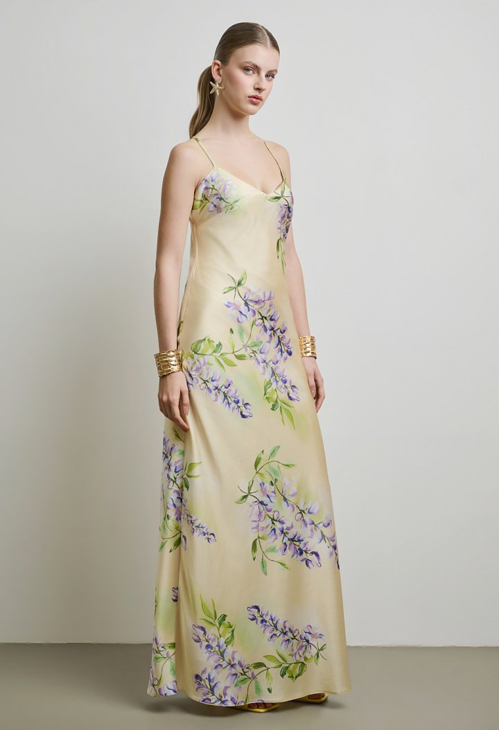 Floral maxi dress with an open back