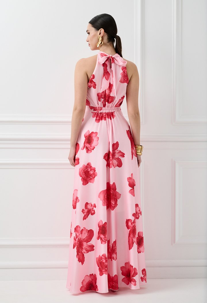 Floral maxi dress with halter neck