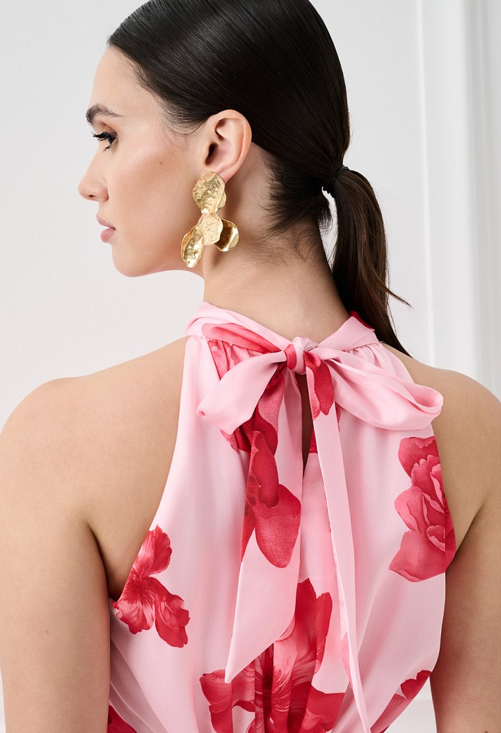 Floral maxi dress with halter neck