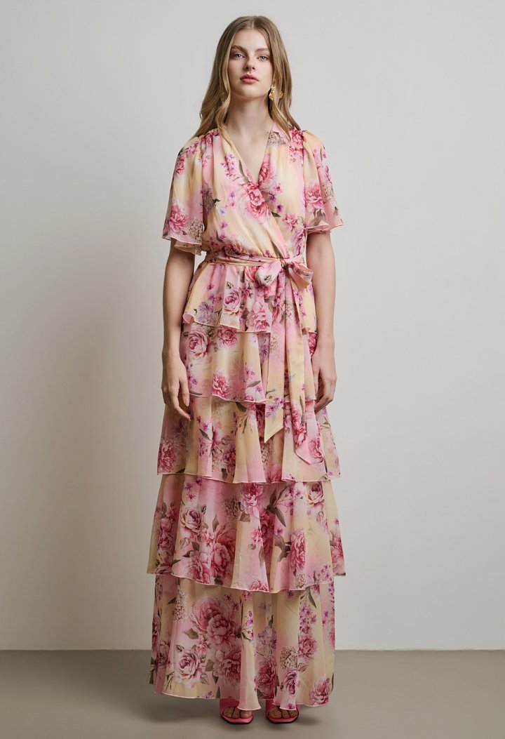 Printed maxi dress with ruffles