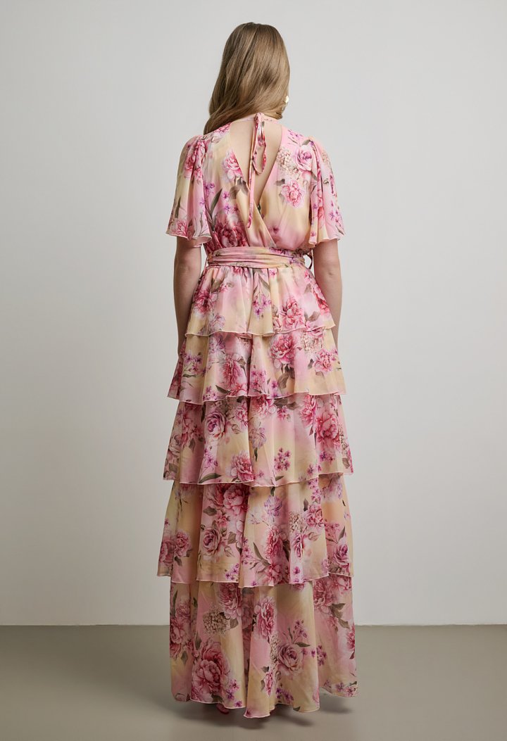 Printed maxi dress with ruffles