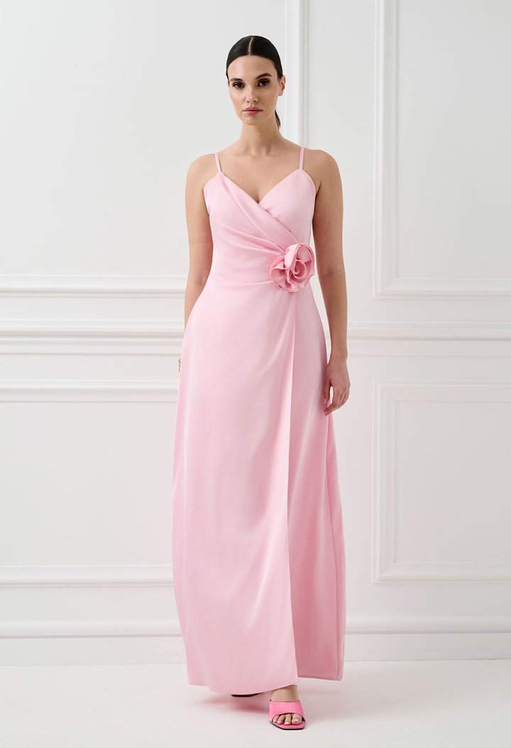 Satin maxi dress with thin straps