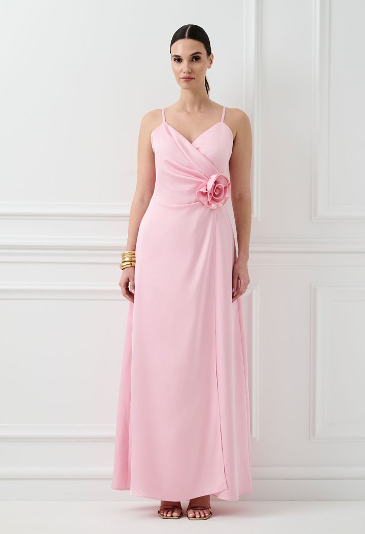 Satin maxi dress with thin straps