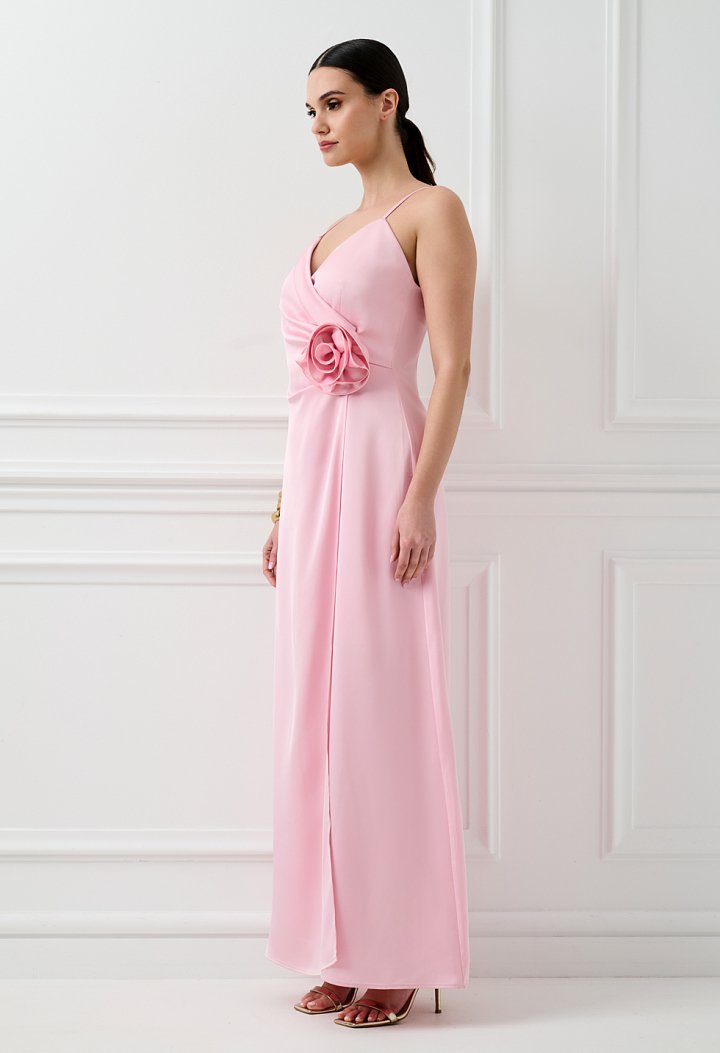 Satin maxi dress with thin straps
