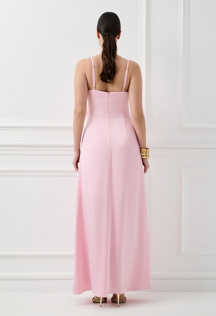 Satin maxi dress with thin straps