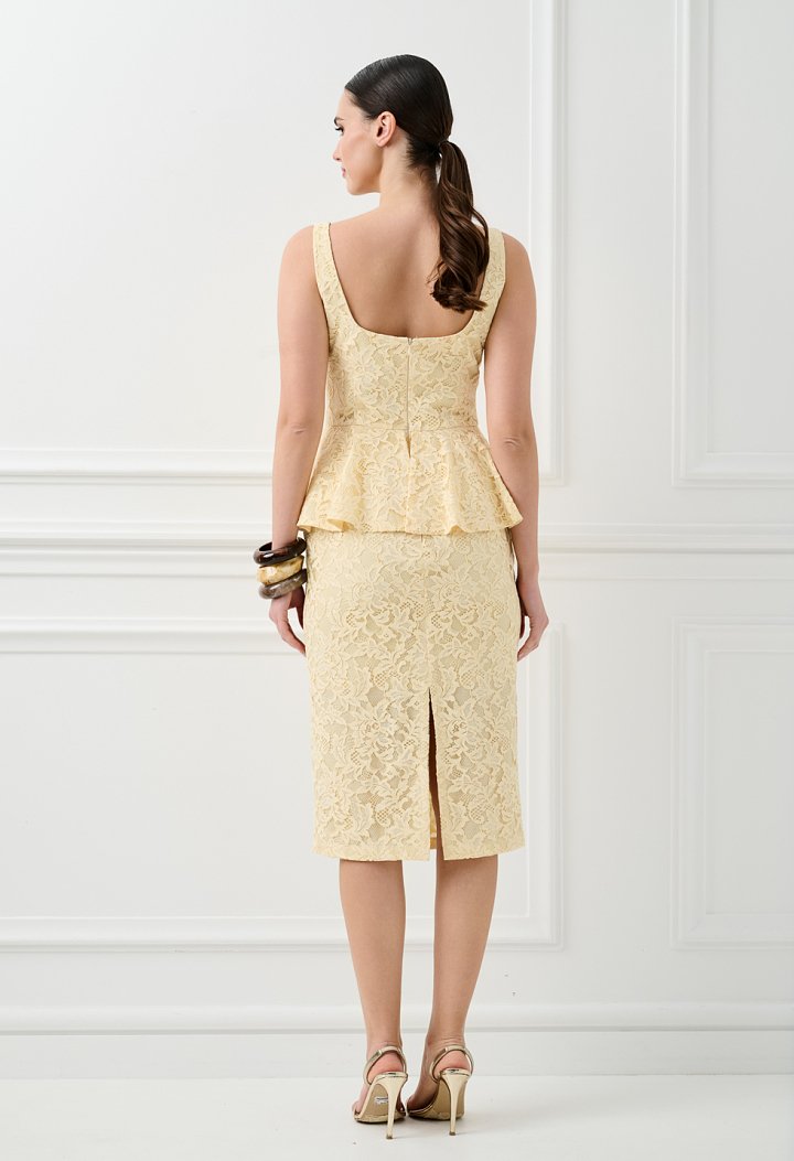 Midi lace dress with peplum
