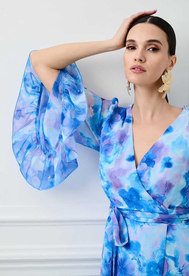 Maxi wrap dress with floral print