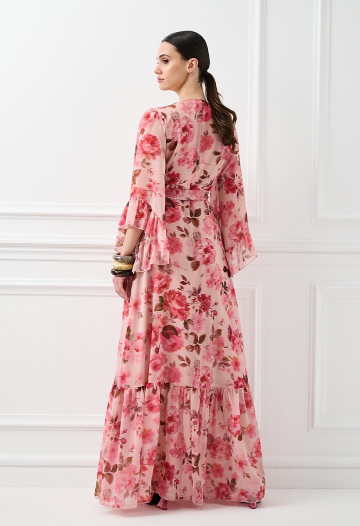 Maxi wrap dress with floral print