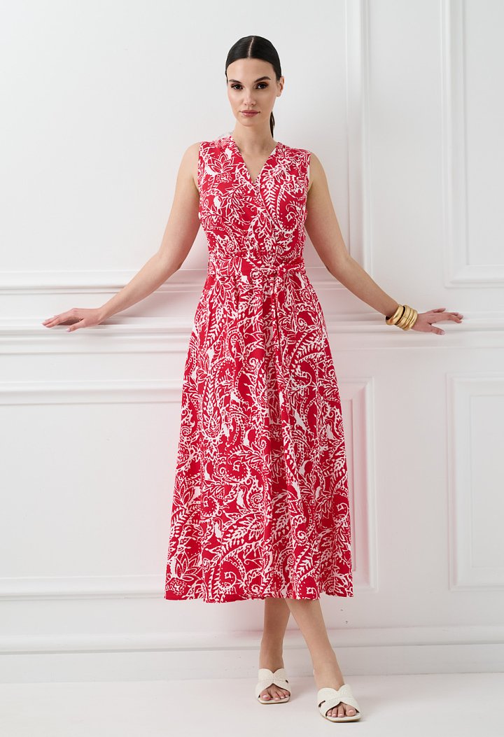 Printed midi dress with a belt