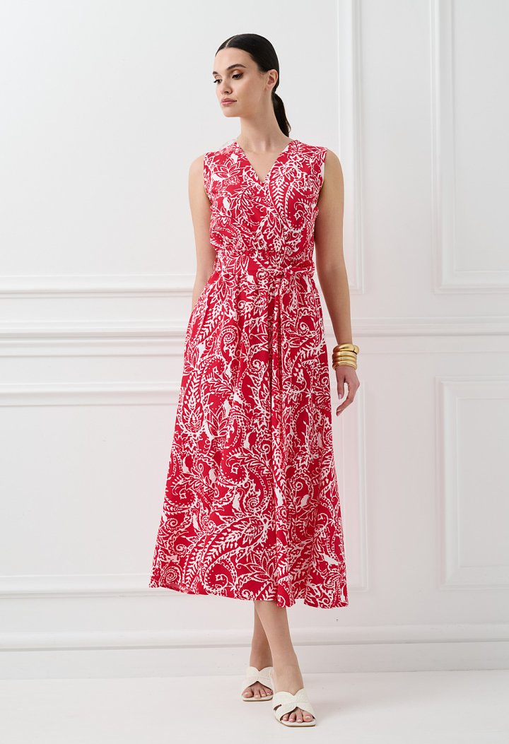 Printed midi dress with a belt