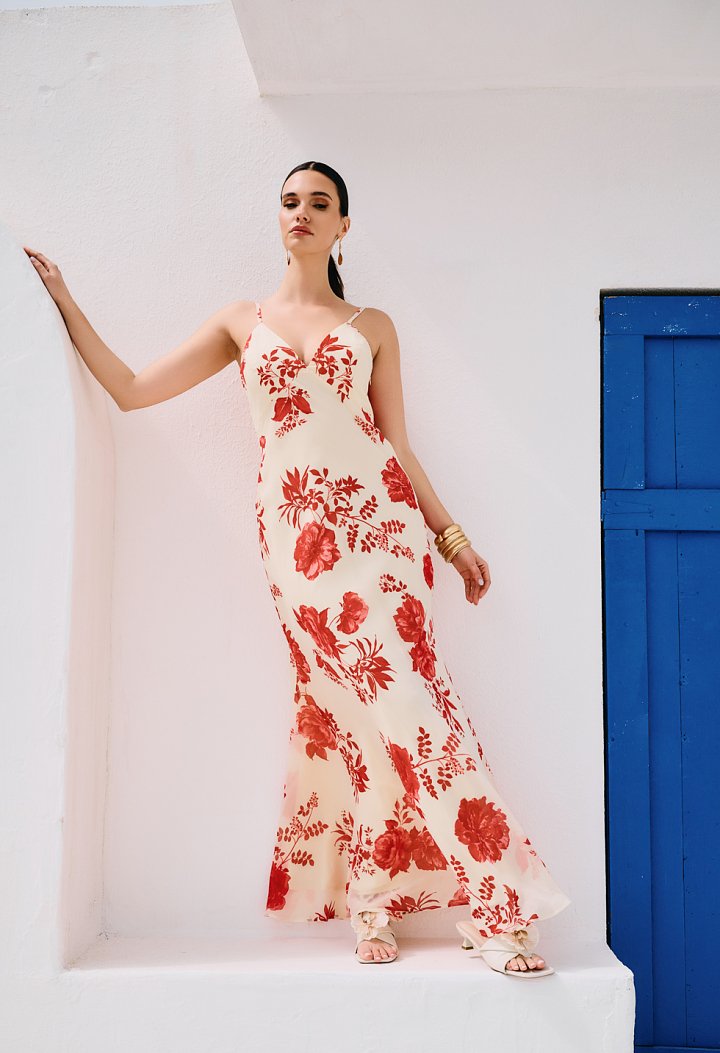 Maxi floral dress with straps