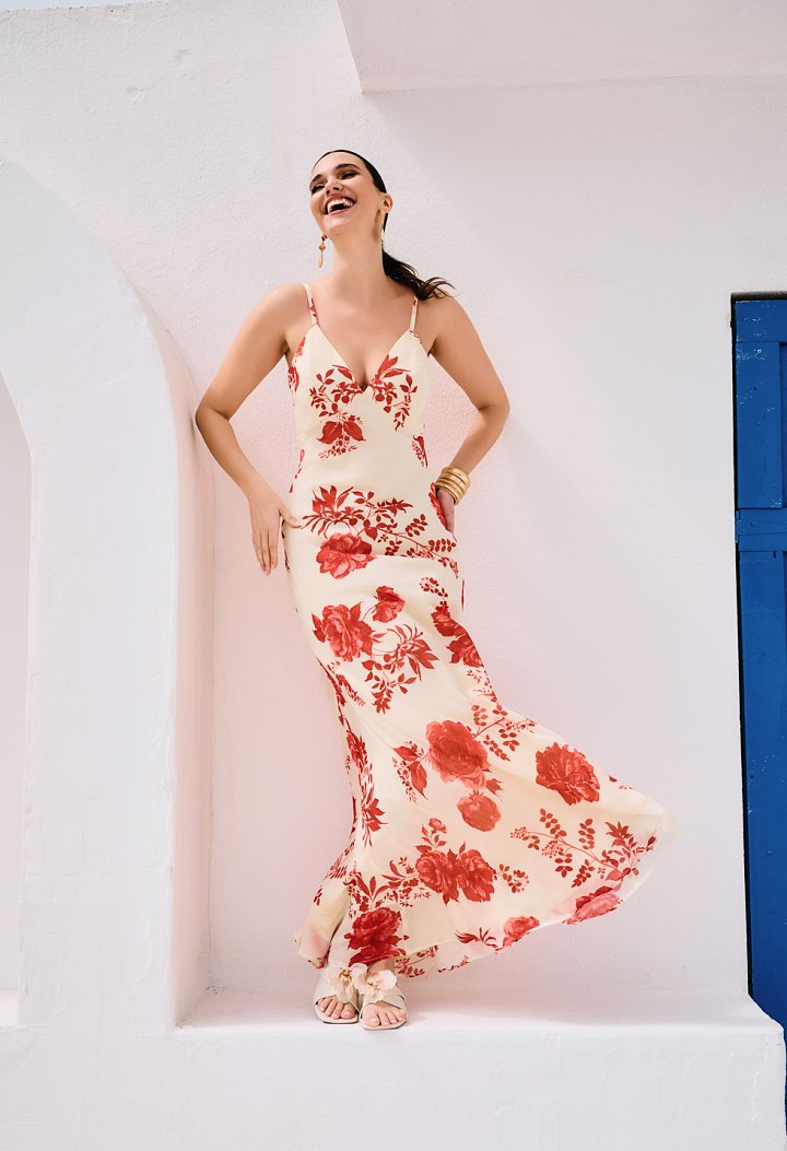 Maxi floral dress with straps