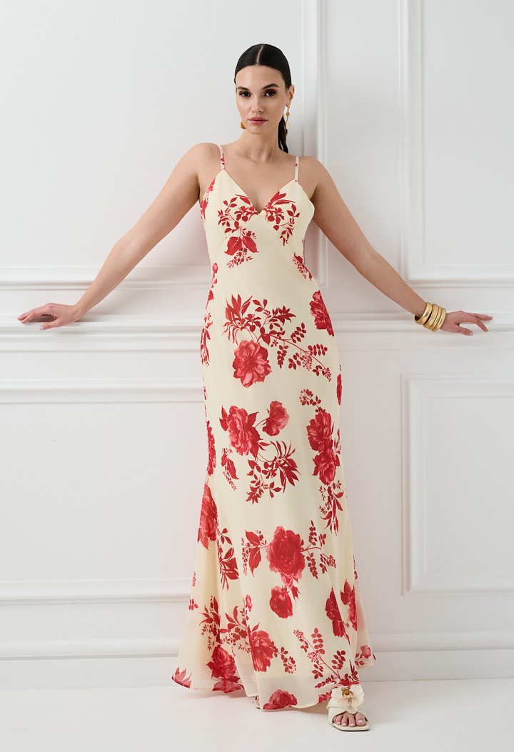 Maxi floral dress with straps