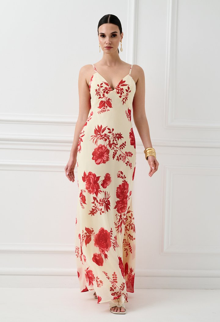 Maxi floral dress with straps