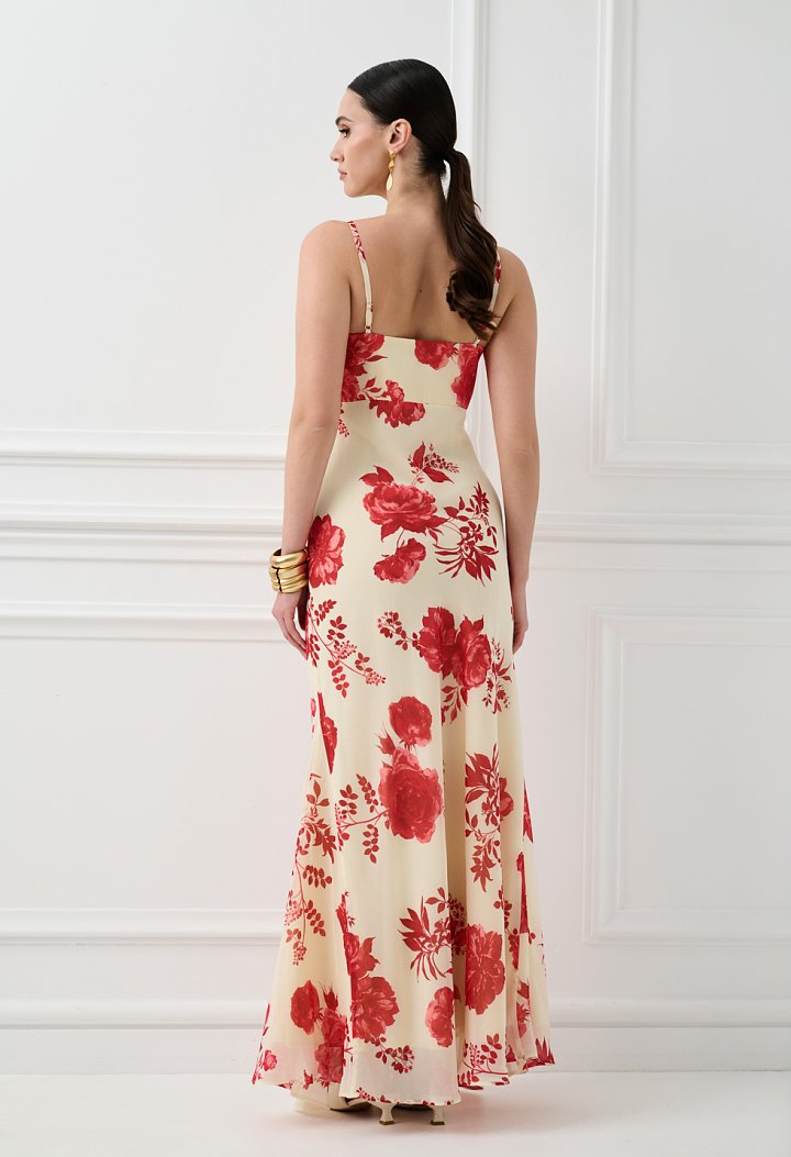 Maxi floral dress with straps
