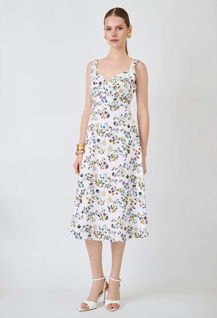 Floral midi dress with an open back