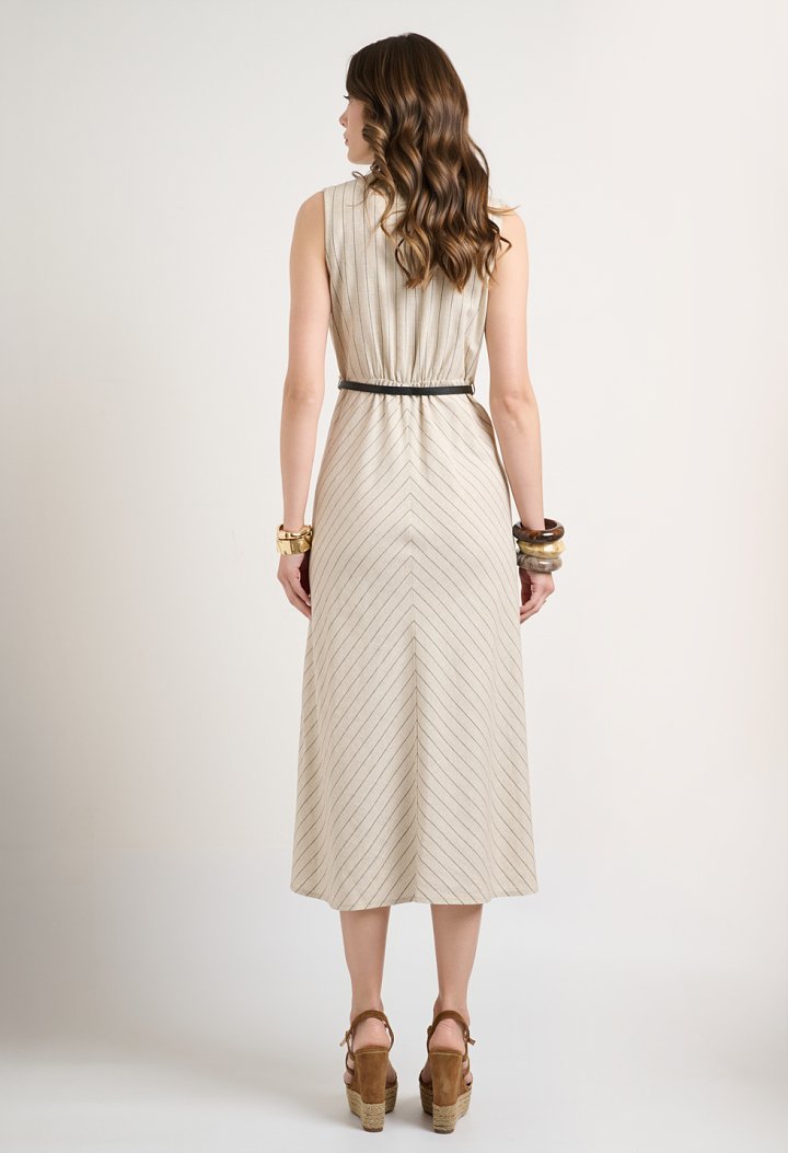 Striped wrap midi dress