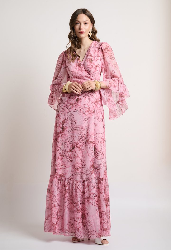 Printed wrap maxi dress