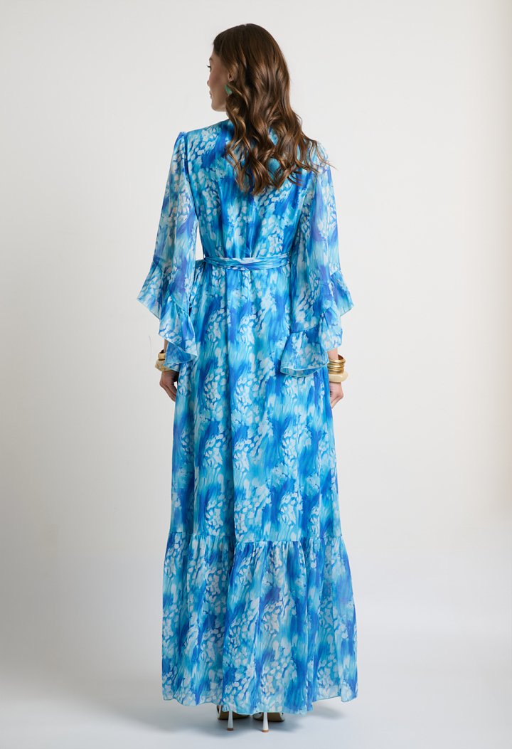 Printed wrap maxi dress with a V-neckline