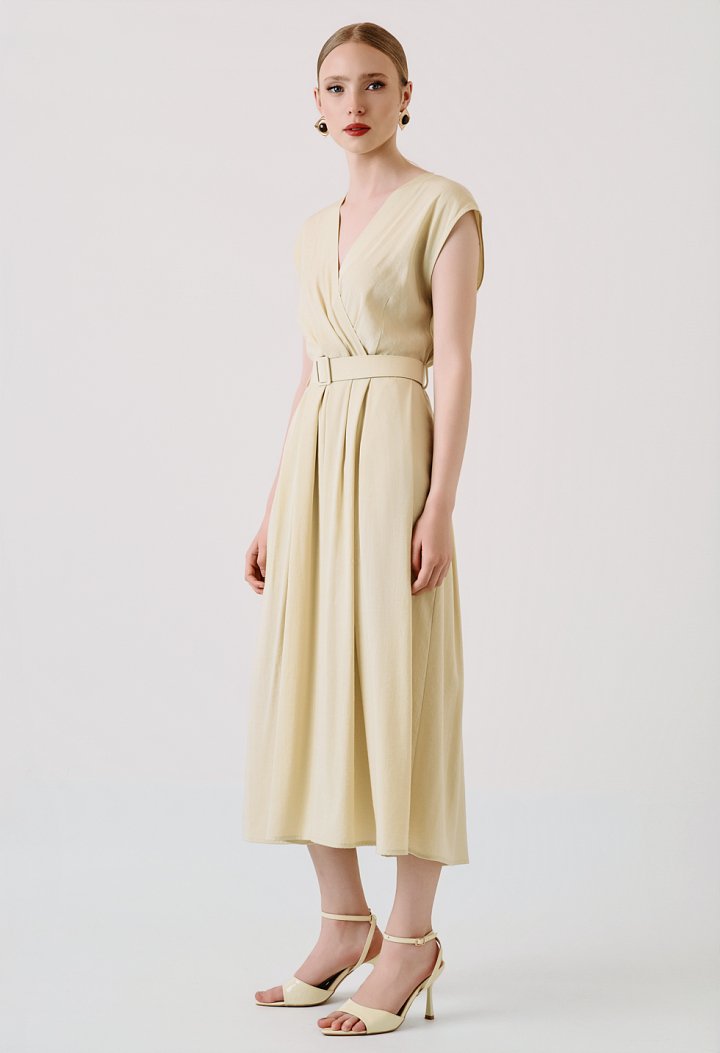 Wrap midi dress with belt