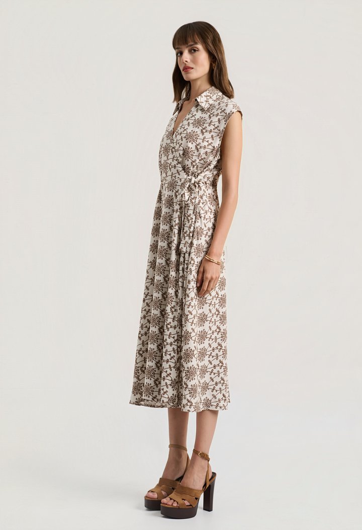 Midi wrap dress with geometric print