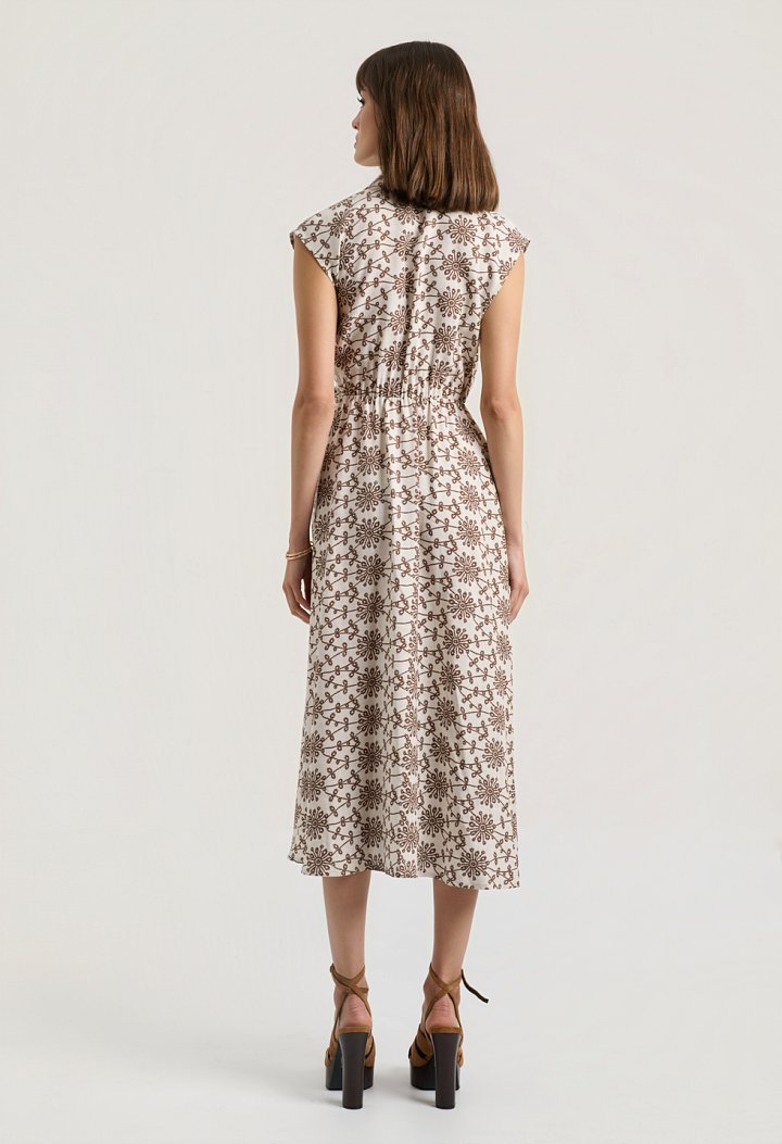Midi wrap dress with geometric print