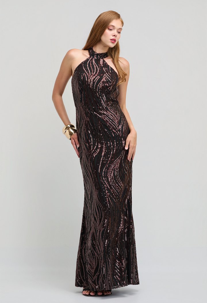 Maxi halter sequin dress