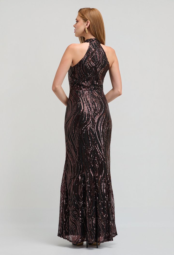 Maxi halter sequin dress
