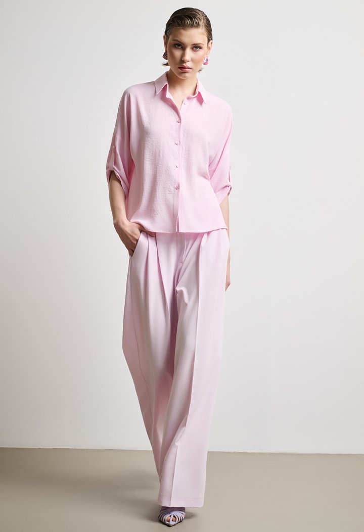 Pink oversized short-sleeve shirt