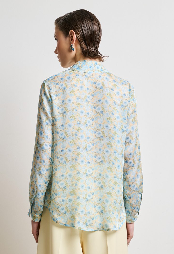 Floral long-sleeve shirt with collar