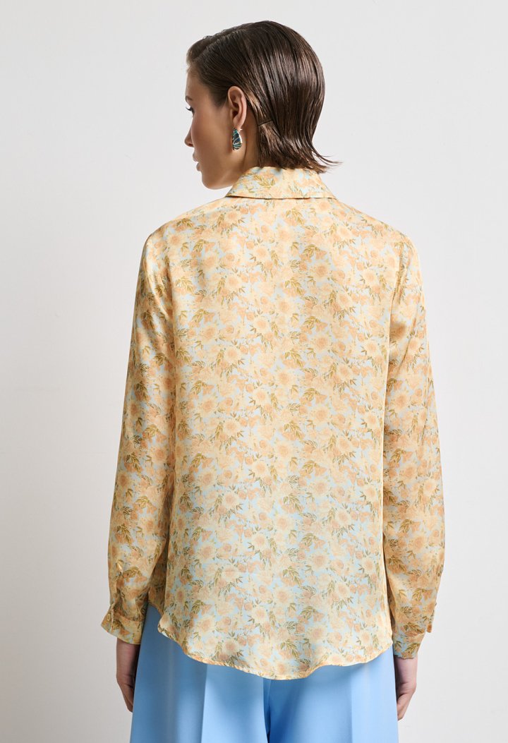 Floral long-sleeve shirt with collar