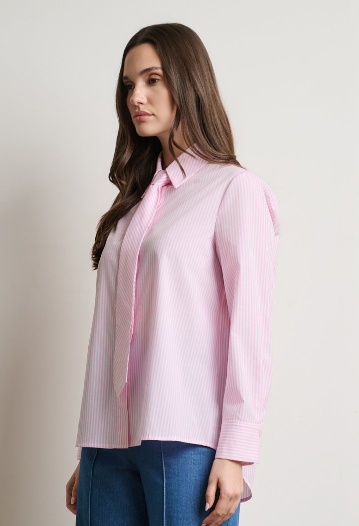 Striped shirt with detachable tie