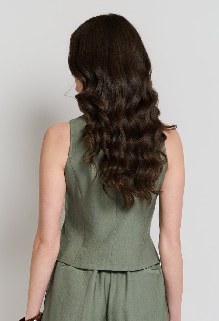 Button-up vest with a V-neckline