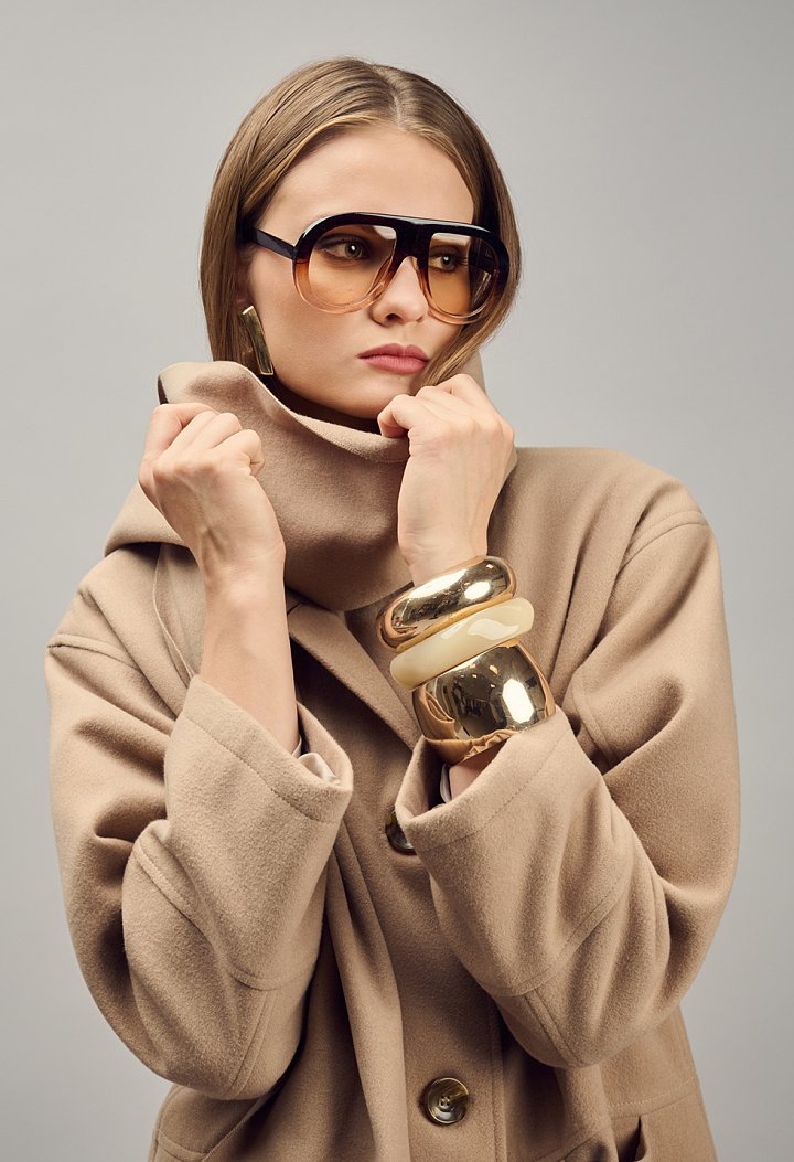 Μακρύ oversized παλτό με κασκολ