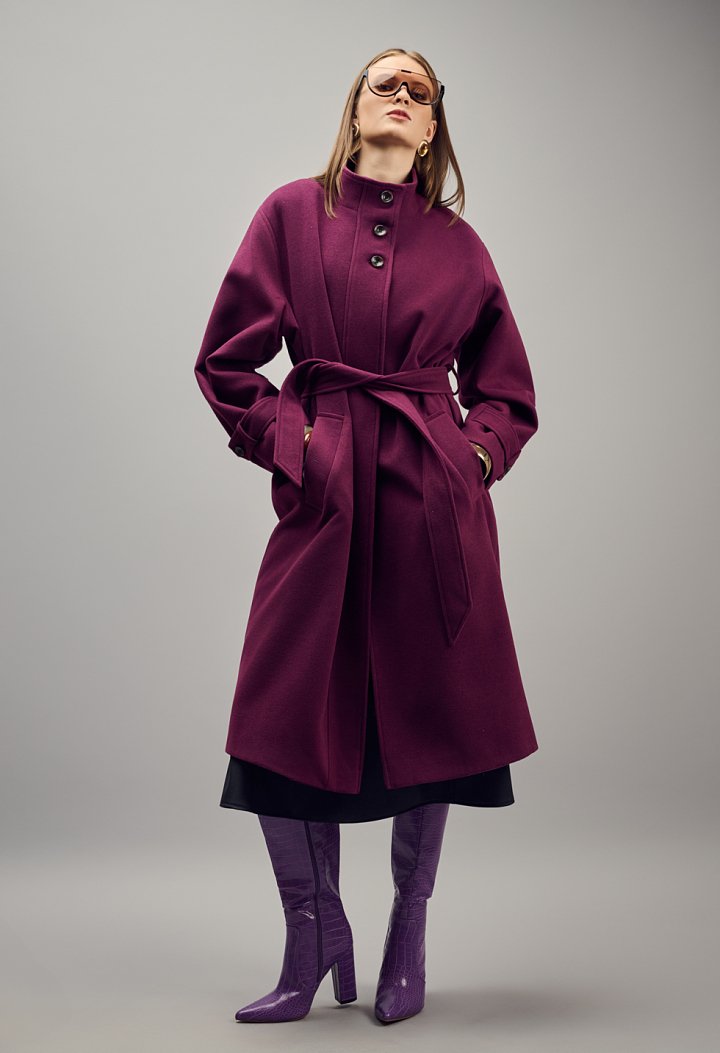 Μακρύ oversized παλτό με ζώνη