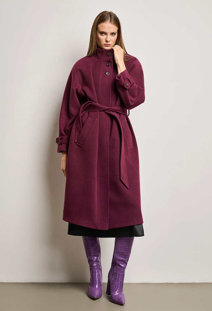 Μακρύ oversized παλτό με ζώνη