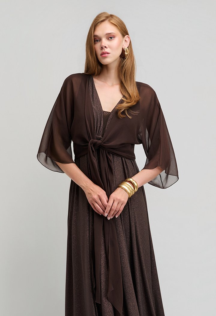 Chiffon bolero with a front tie fastening